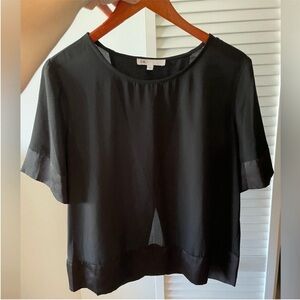 Women's Black Chiffon and Satin Blouse (Size L)